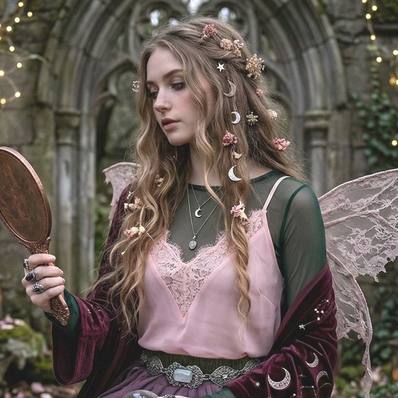 Socialite Pink Lace Camisole Top XS Pastel Chiffon V Neck Fairy Cottage Romantic - Picture 2 of 8